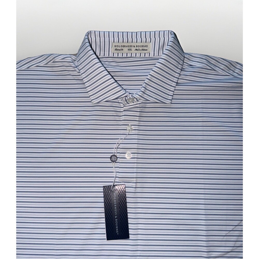 Holderness & Bourne The Turnbull Golf Polo Shirt Striped Size XXL Tailored Fit